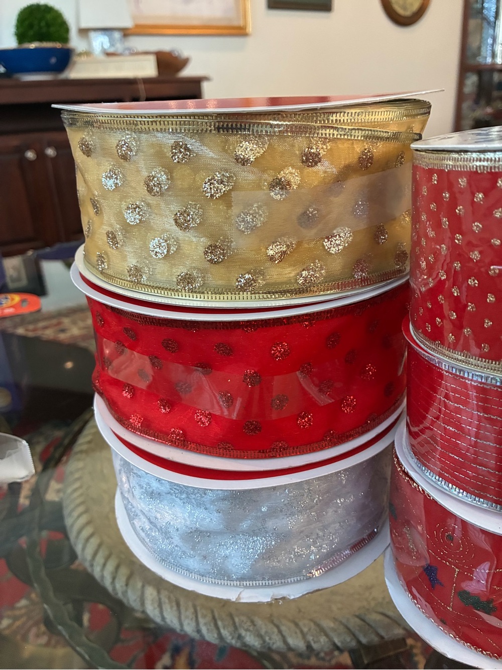 Assorted Metallic and Patterned Ribbon Rolls - Picture 2 of 4